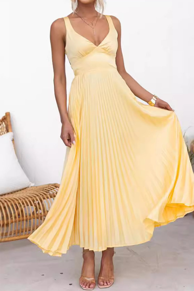 Damen Kleid hochzeitsgast mit V-Ausschnitt aus Satin Jully