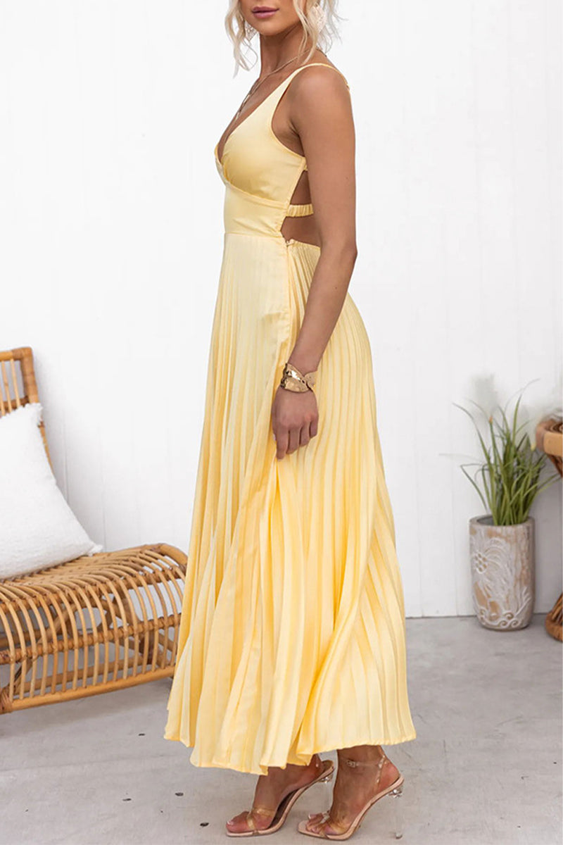Damen Kleid hochzeitsgast mit V-Ausschnitt aus Satin Jully