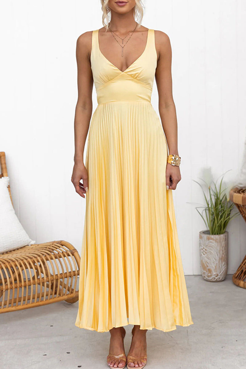 Damen Kleid hochzeitsgast mit V-Ausschnitt aus Satin Jully