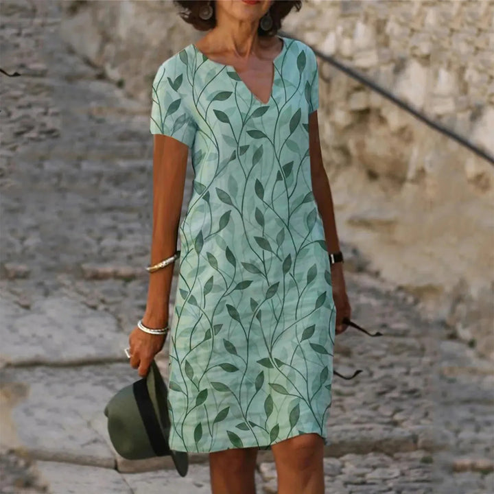 Damen Kleid mit Blättermotiv für jeden Tag Jully
