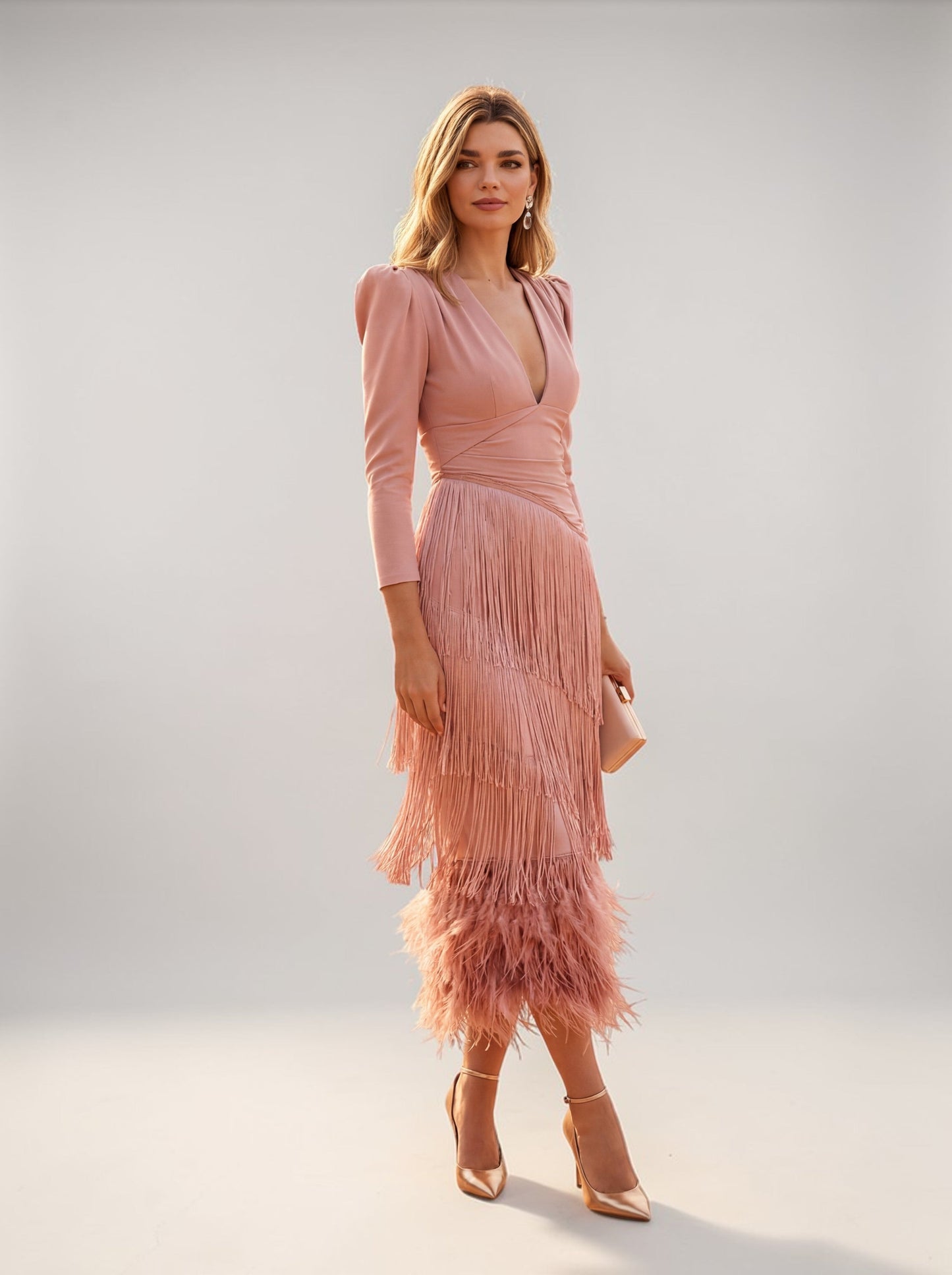Damen Kleid mit Fransen-Detail in elegantem Design Jully