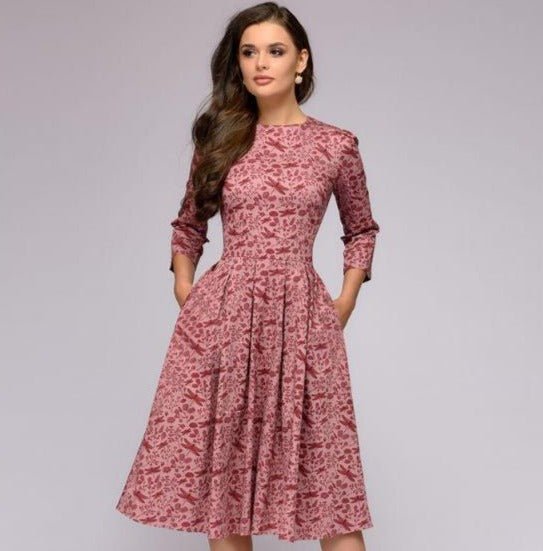 Damen Kleid mit Gepufften Ärmeln im Retro-Design Jully