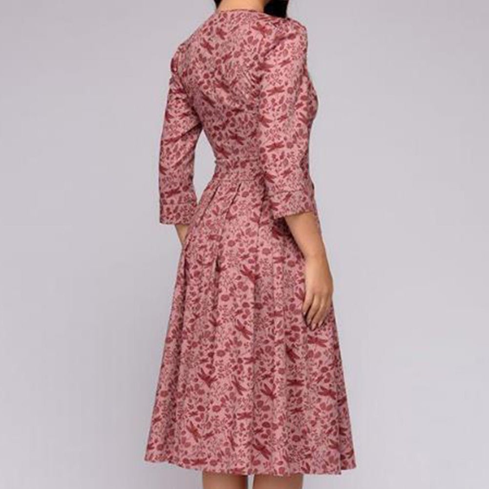 Damen Kleid mit Gepufften Ärmeln im Retro-Design Jully