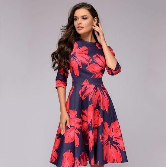 Damen Kleid mit Gepufften Ärmeln im Retro-Design Jully