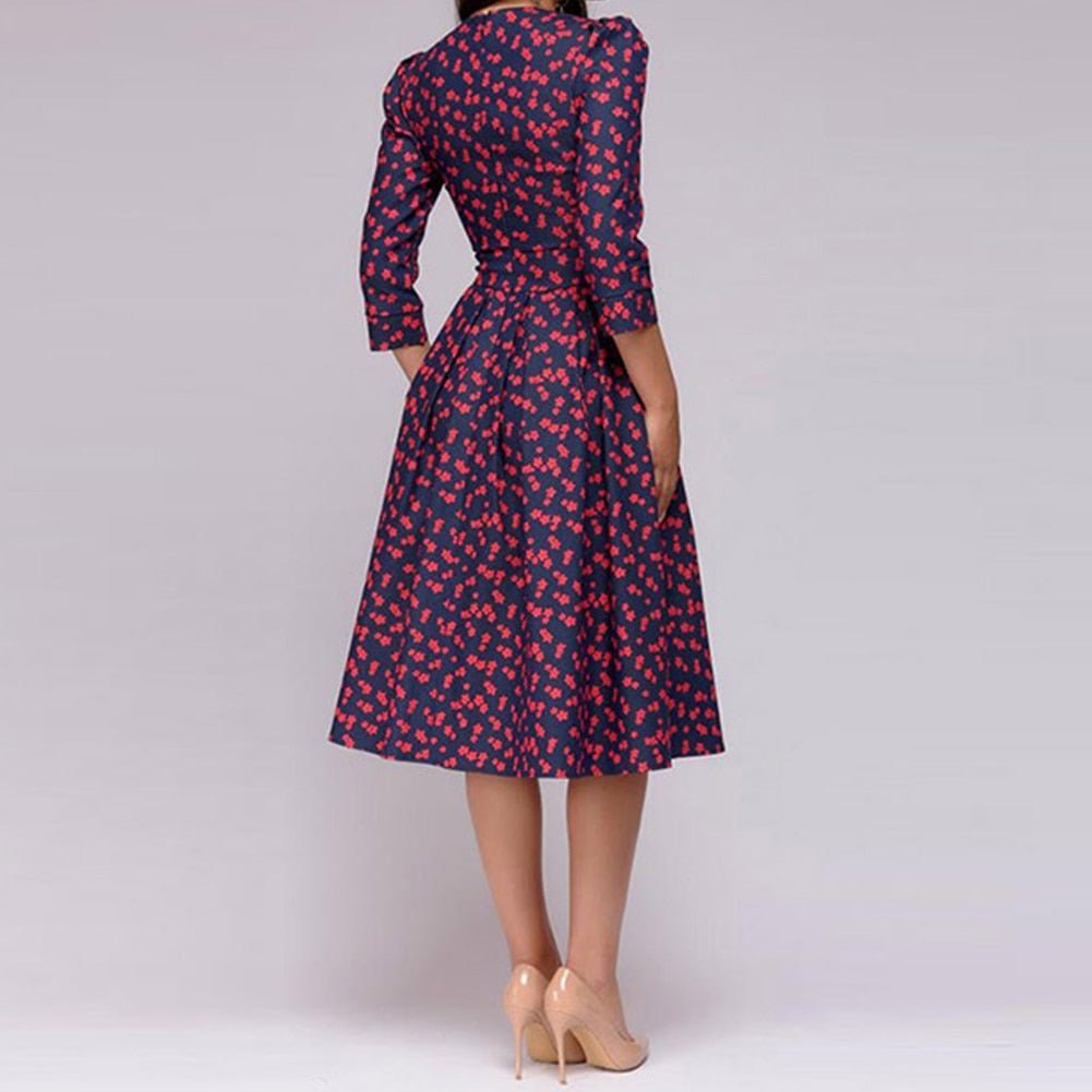 Damen Kleid mit Gepufften Ärmeln im Retro-Design Jully