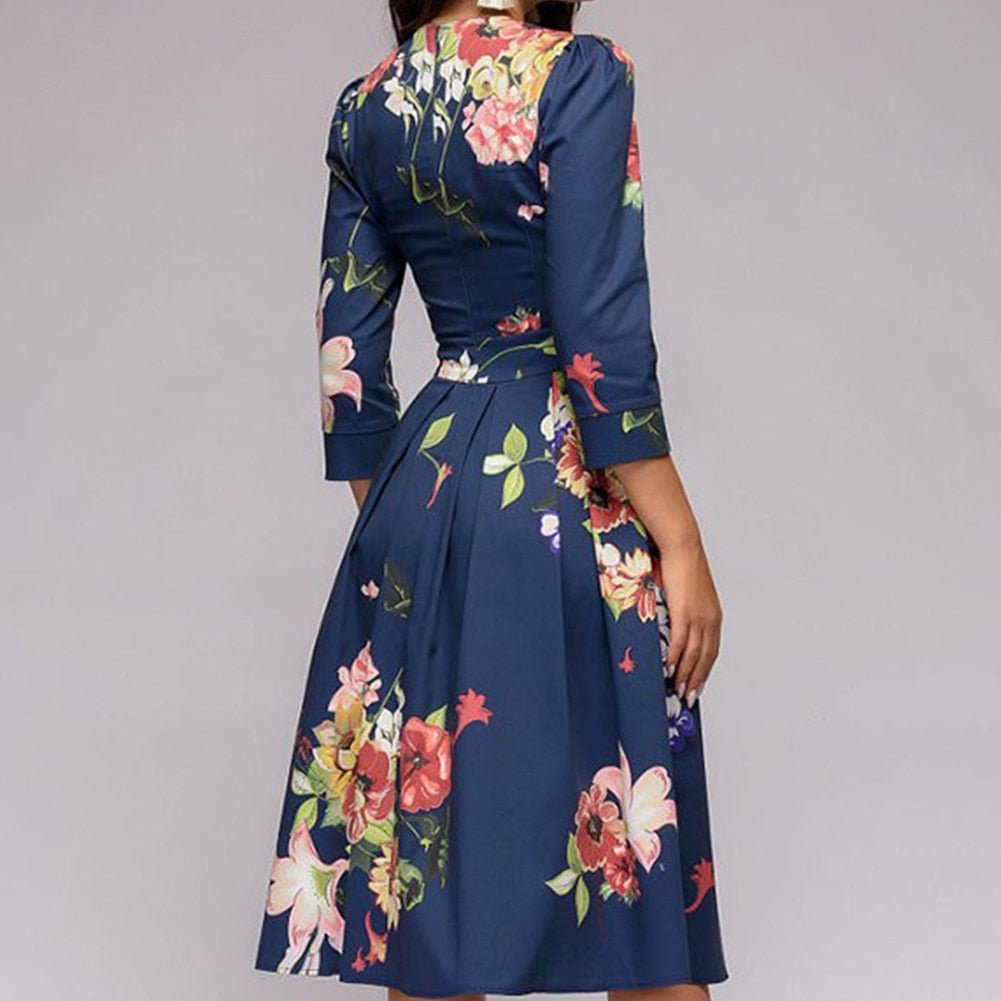 Damen Kleid mit Gepufften Ärmeln im Retro-Design Jully