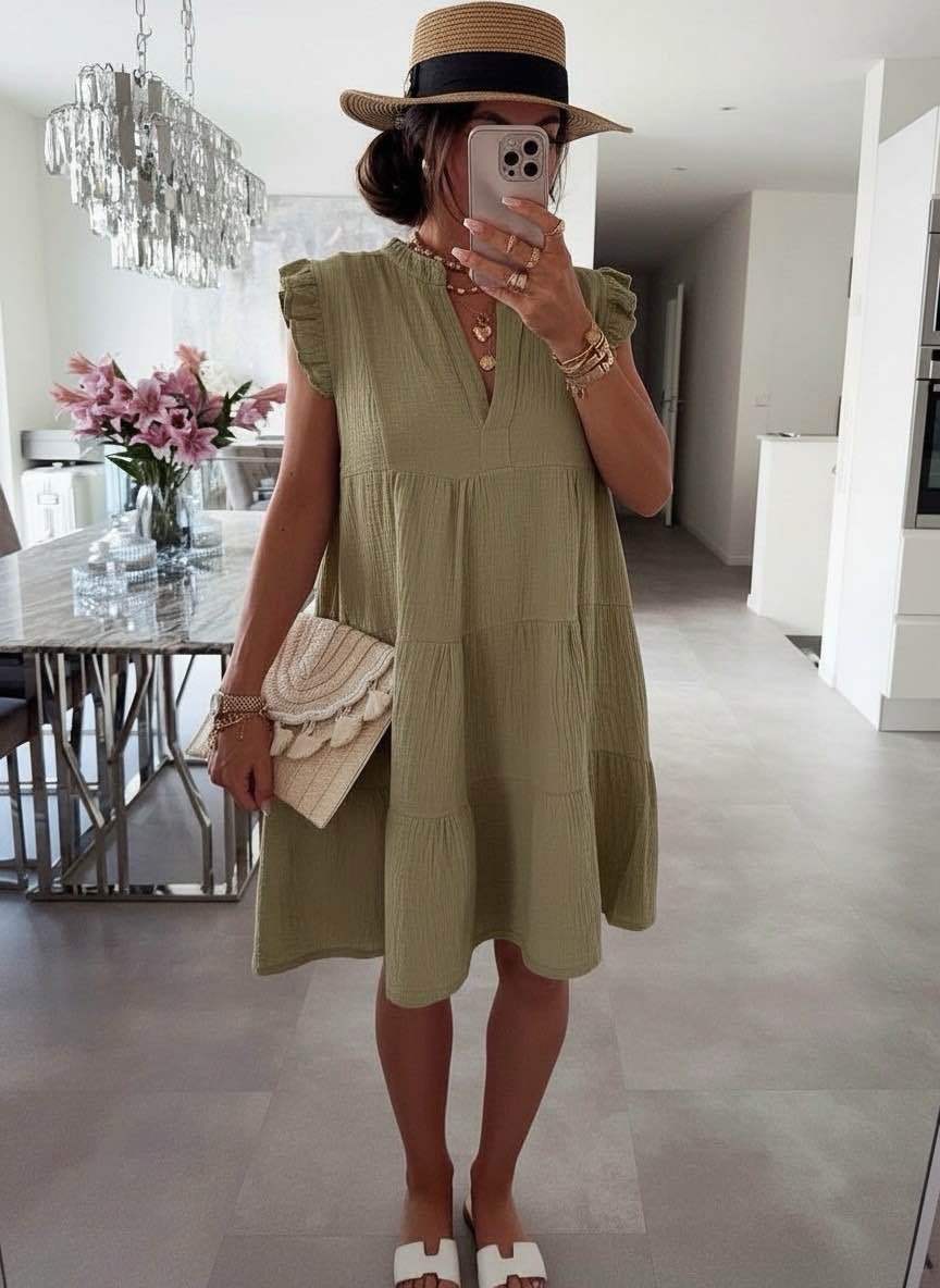 Damen Kleid mit Rüschenärmeln Jully