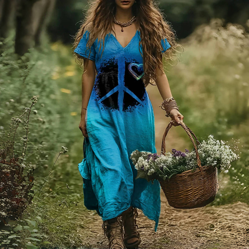 Damen Kleid mit V-Ausschnitt aus Baumwoll-Polyester Jully
