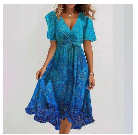 Damen Kleid mit V-Ausschnitt aus leichtem Stoff Jully