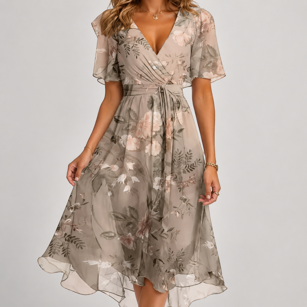 Damen Kleid mit V-Ausschnitt in eleganter Passform Jully