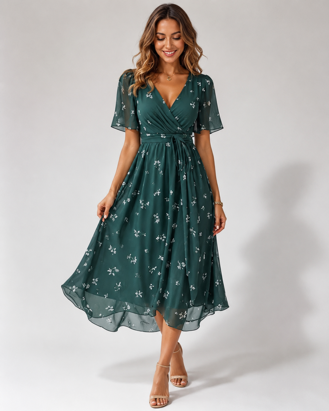 Damen Kleid mit V-Ausschnitt in eleganter Passform Jully