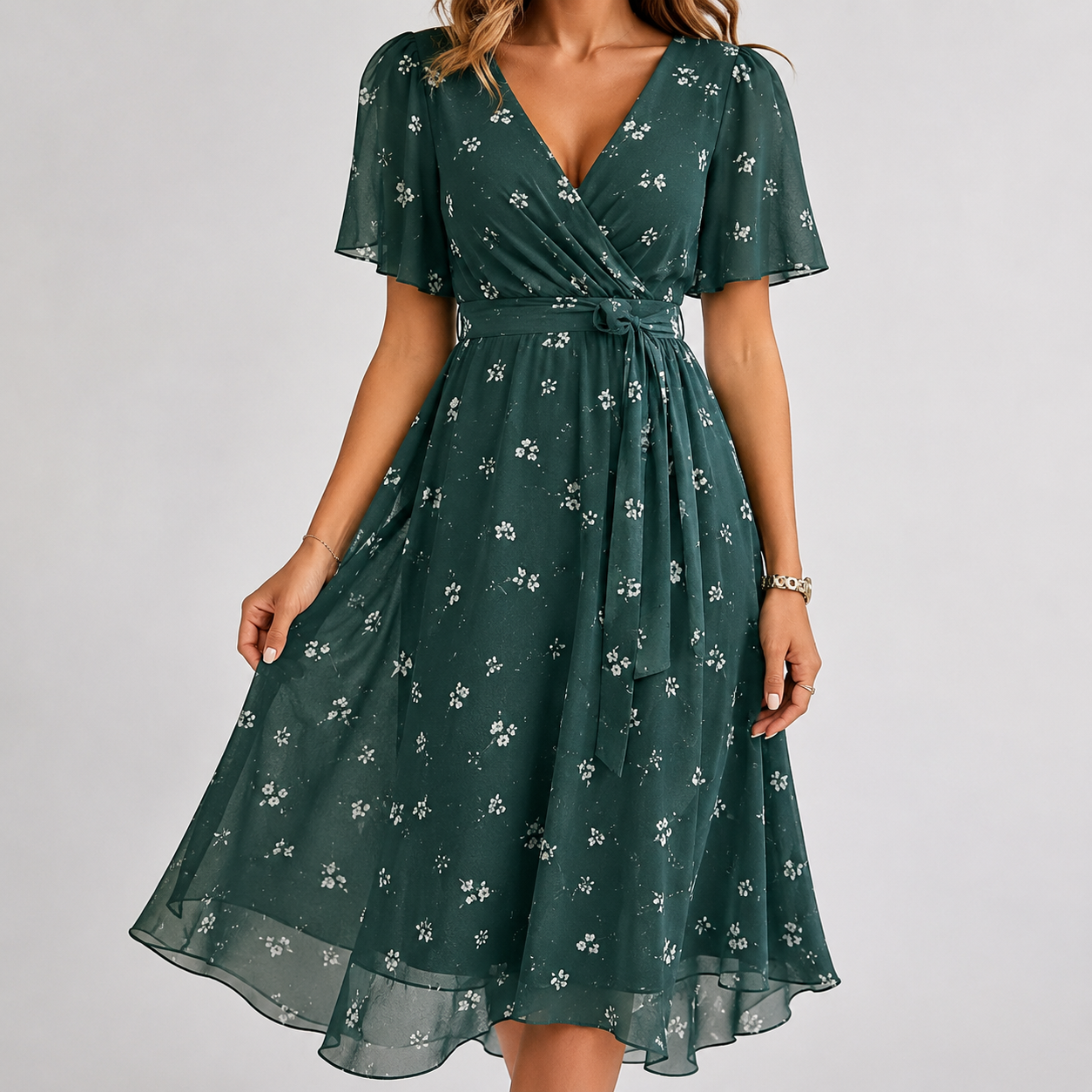 Damen Kleid mit V-Ausschnitt in eleganter Passform Jully