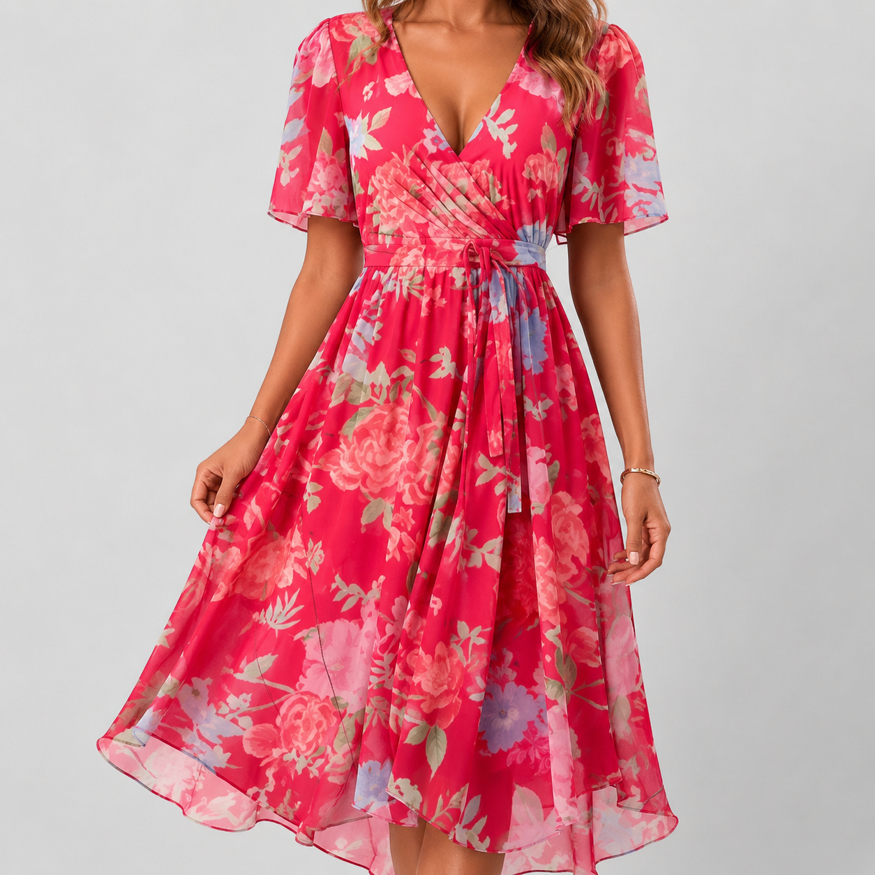 Damen Kleid mit V-Ausschnitt in eleganter Passform Jully