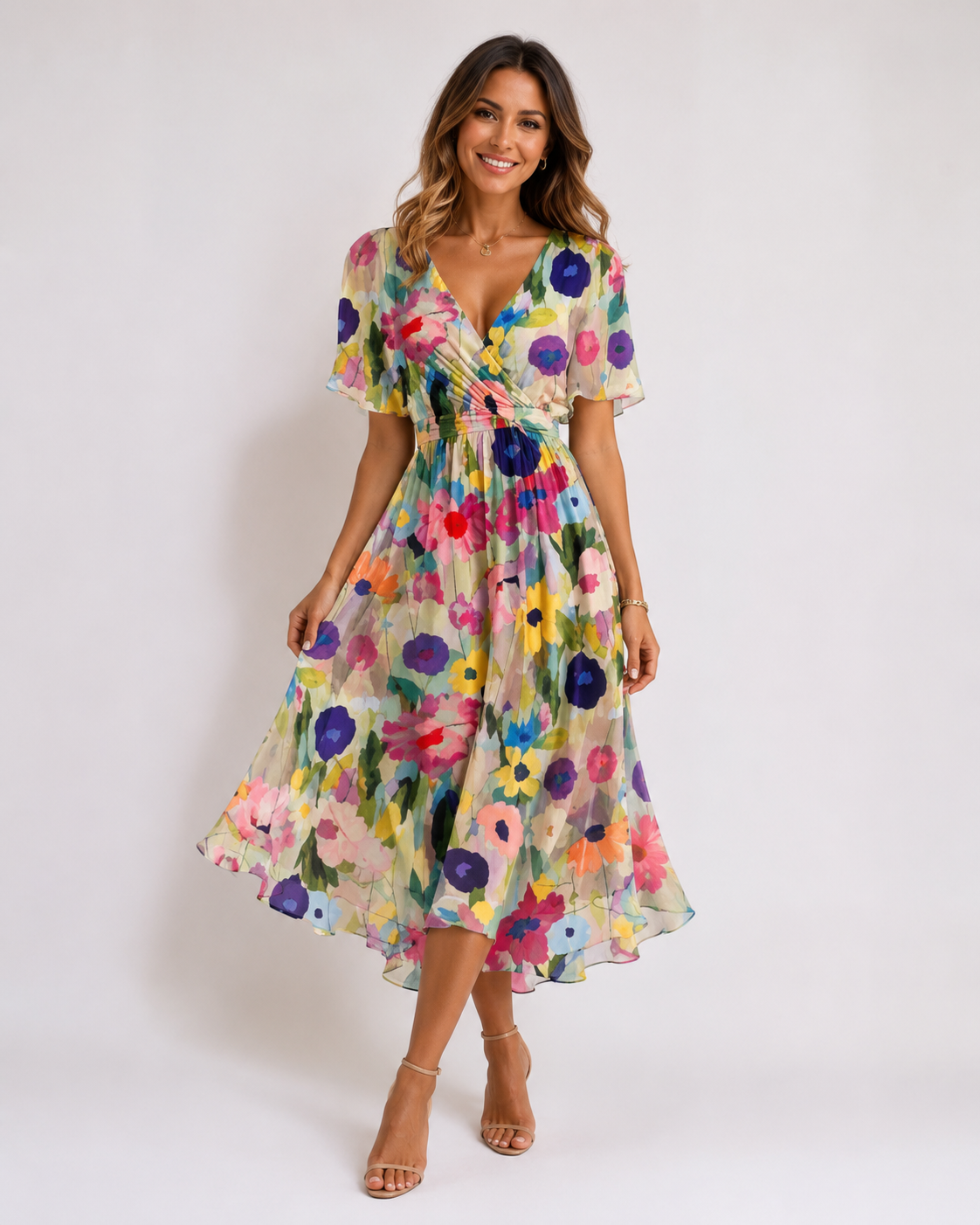 Damen Kleid mit V-Ausschnitt in eleganter Passform Jully