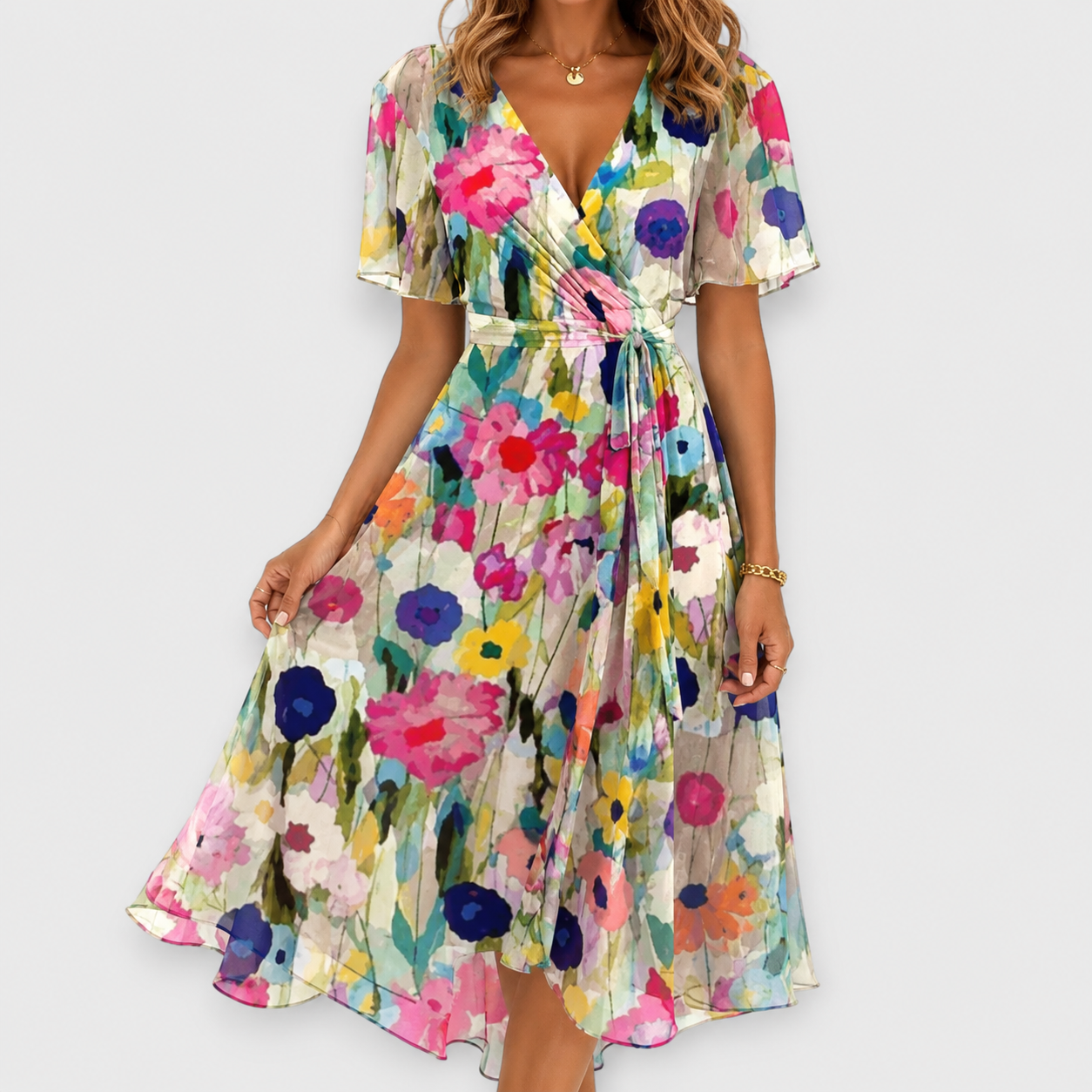 Damen Kleid mit V-Ausschnitt in eleganter Passform Jully