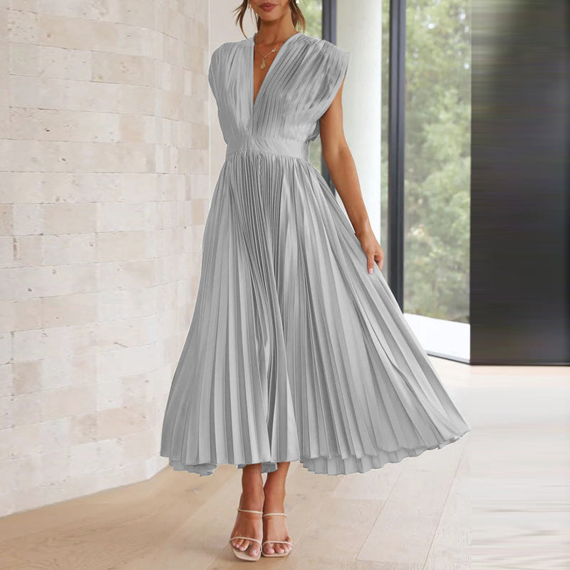 Damen Kleid mit V-Ausschnitt und Rückenbindung Jully