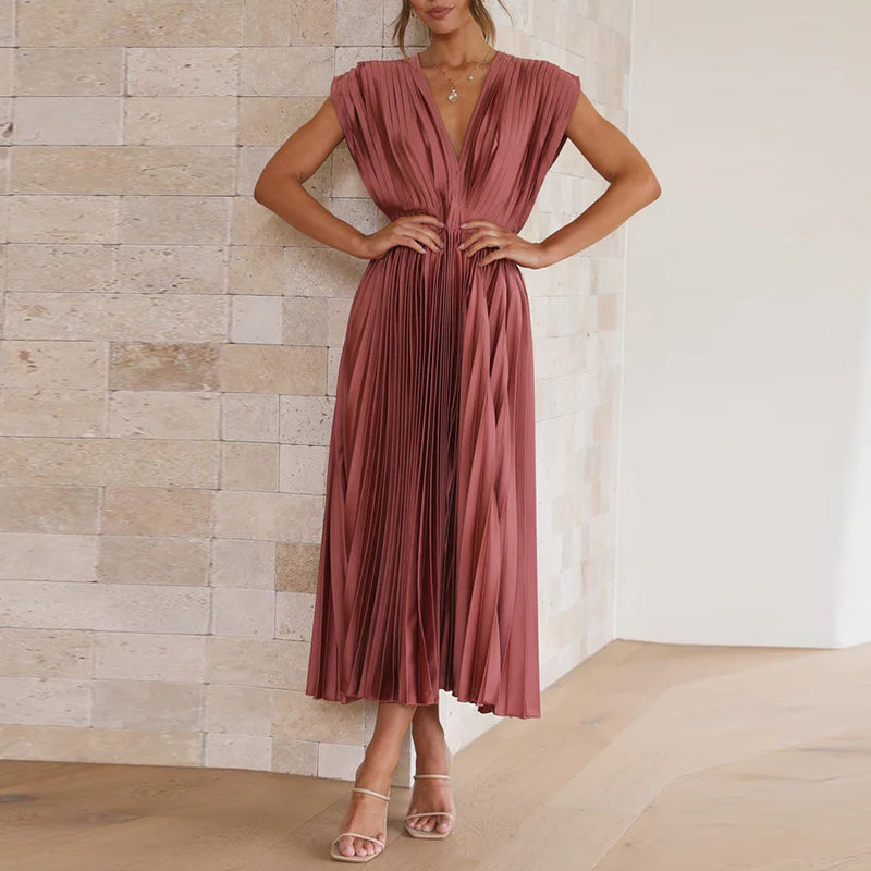 Damen Kleid mit V-Ausschnitt und Rückenbindung Jully