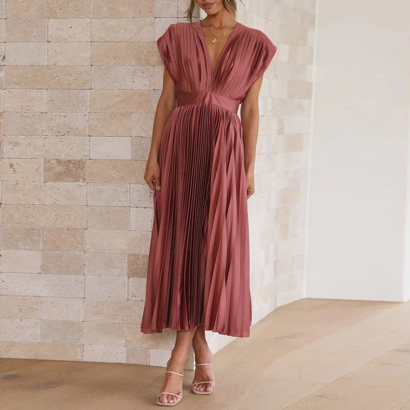 Damen Kleid mit V-Ausschnitt und Rückenbindung Jully