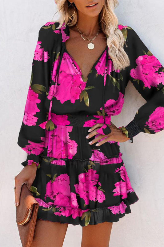Damen Kleid mit V-Ausschnitt und Rüsche Jully