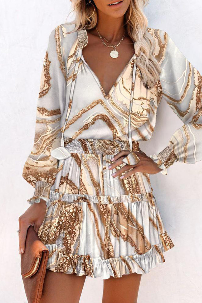 Damen Kleid mit V-Ausschnitt und Rüsche Jully