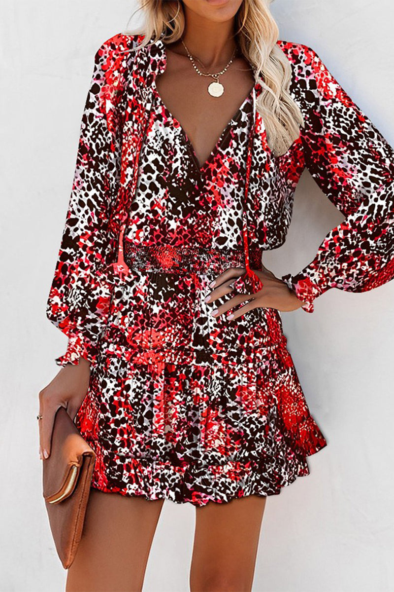 Damen Kleid mit V-Ausschnitt und Rüsche Jully