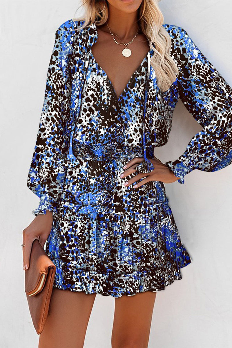 Damen Kleid mit V-Ausschnitt und Rüsche Jully
