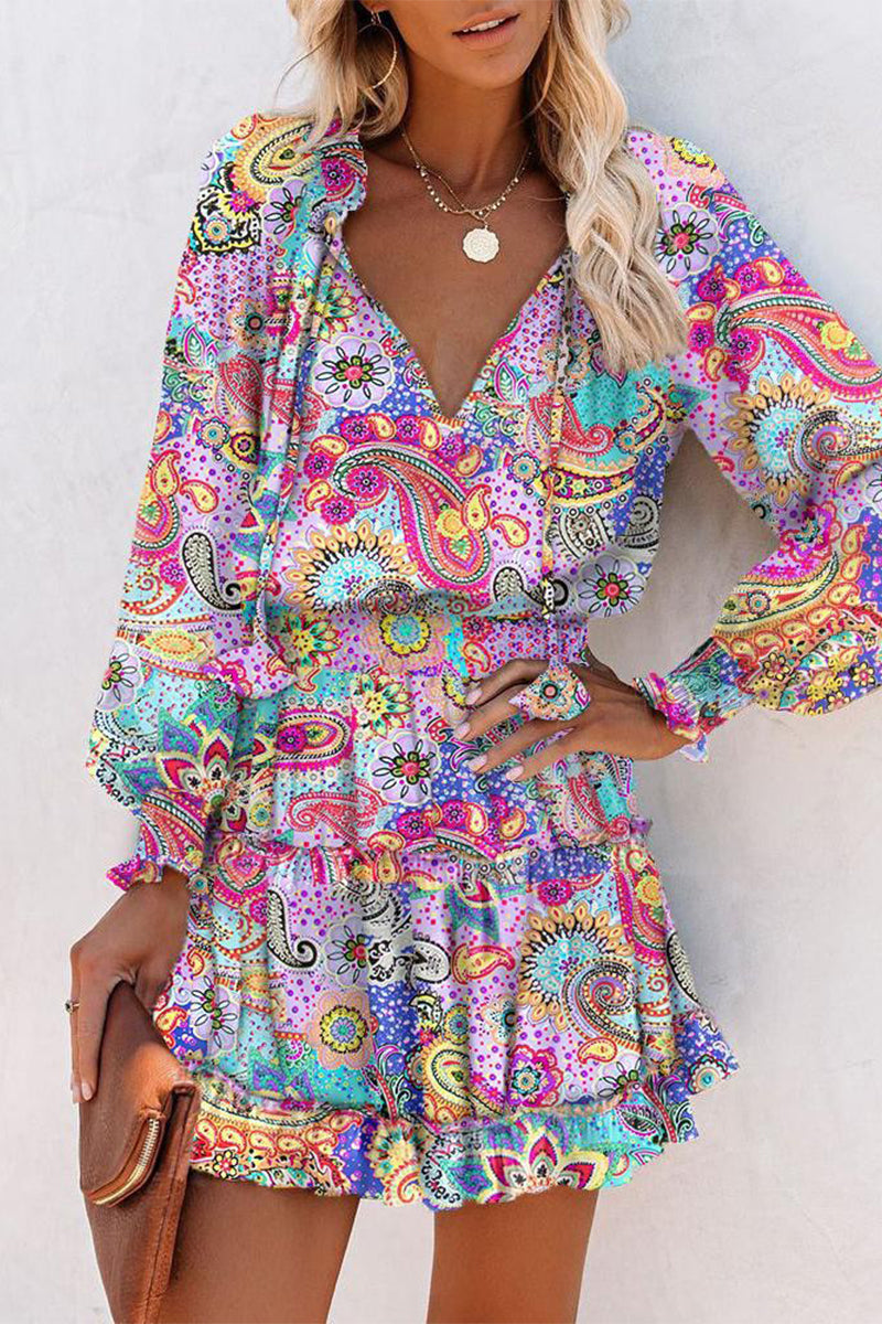 Damen Kleid mit V-Ausschnitt und Rüsche Jully