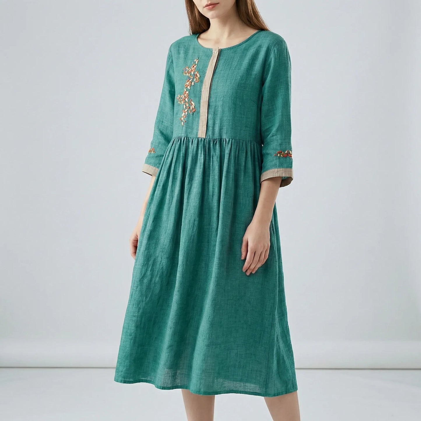 Damen Kleid mit besticktem Ethno-Design Jully