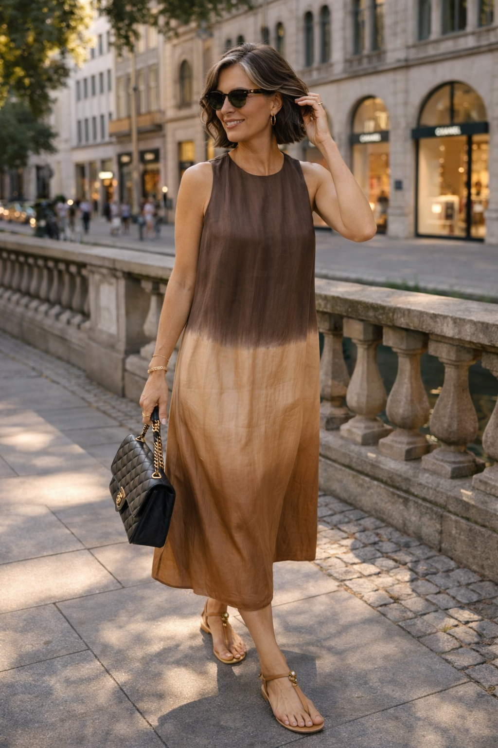 Damen Kleid mit fließendem Schnitt und dezentem Muster Jully