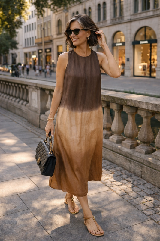 Damen Kleid mit fließendem Schnitt und dezentem Muster Jully