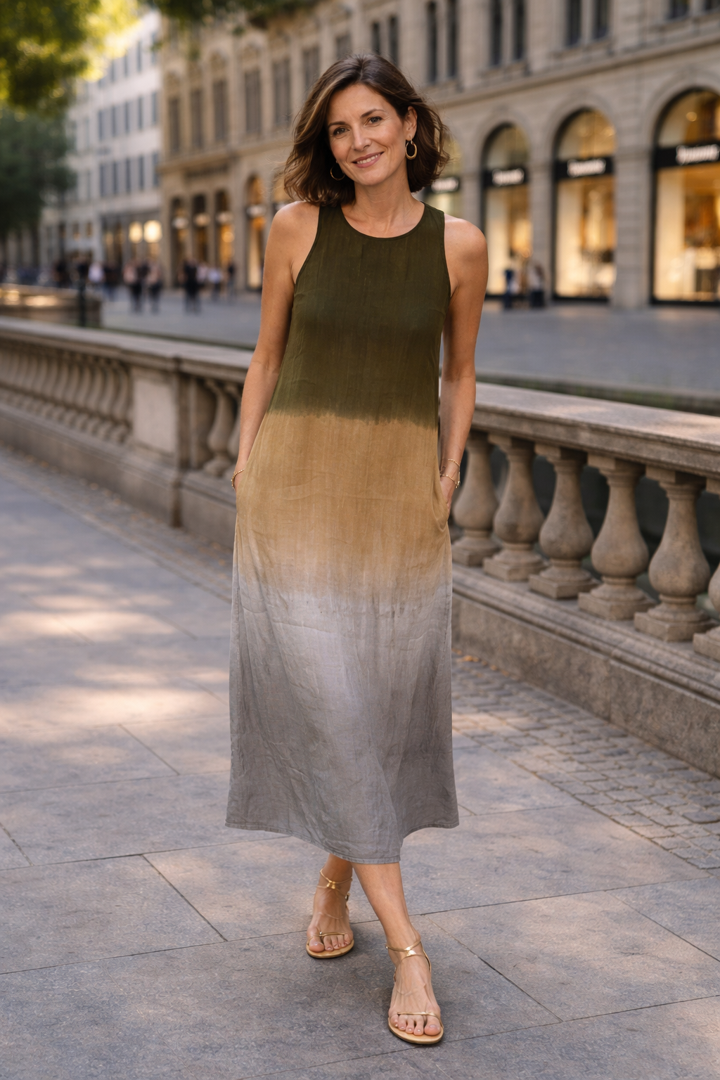 Damen Kleid mit fließendem Schnitt und dezentem Muster Jully