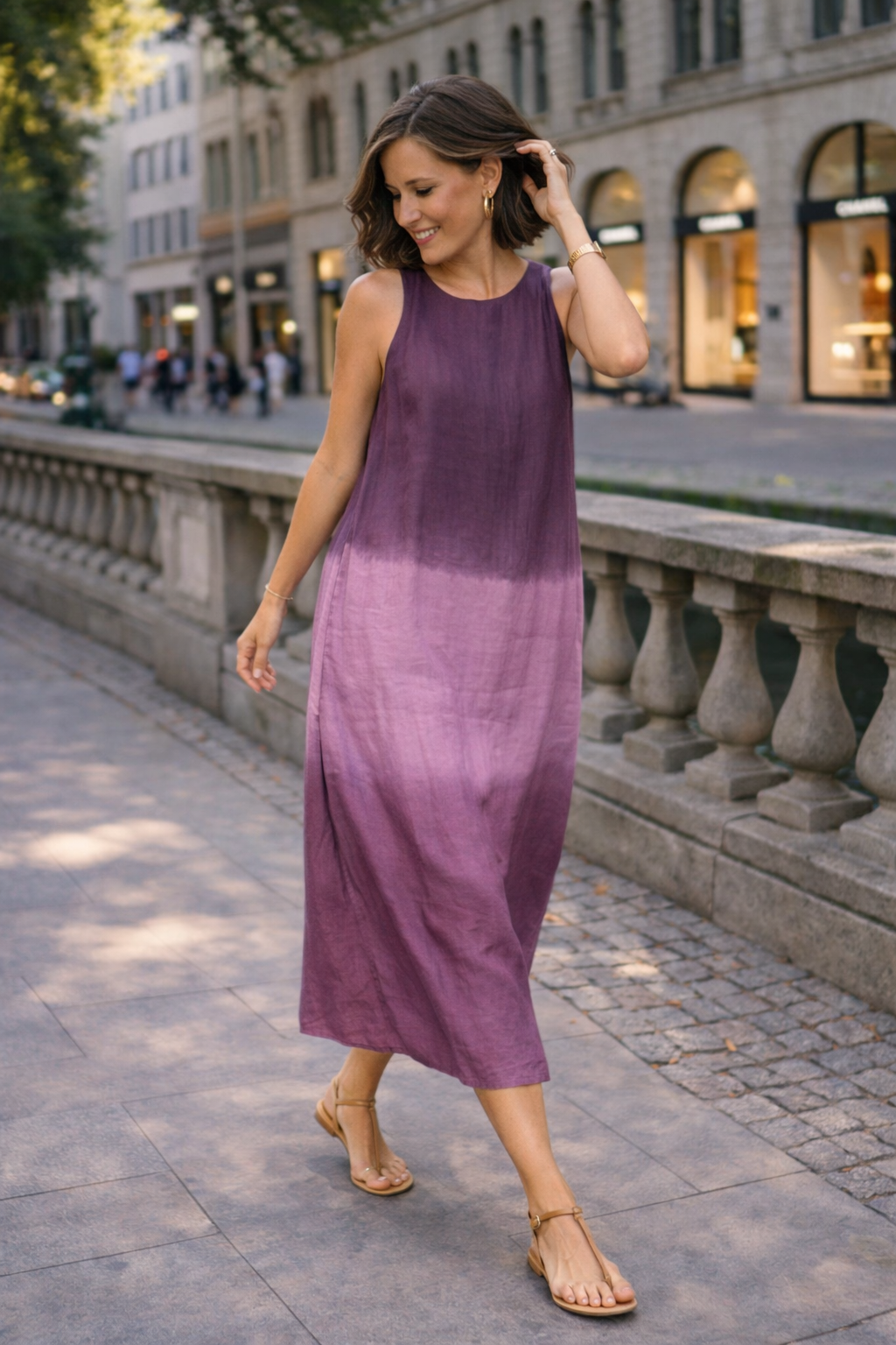 Damen Kleid mit fließendem Schnitt und dezentem Muster Jully