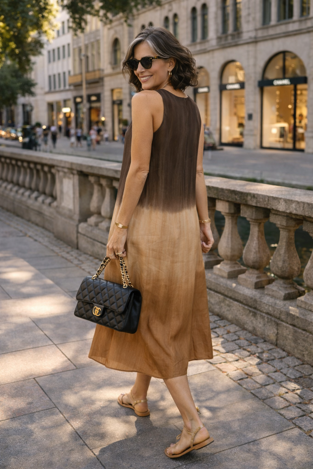 Damen Kleid mit fließendem Schnitt und dezentem Muster Jully