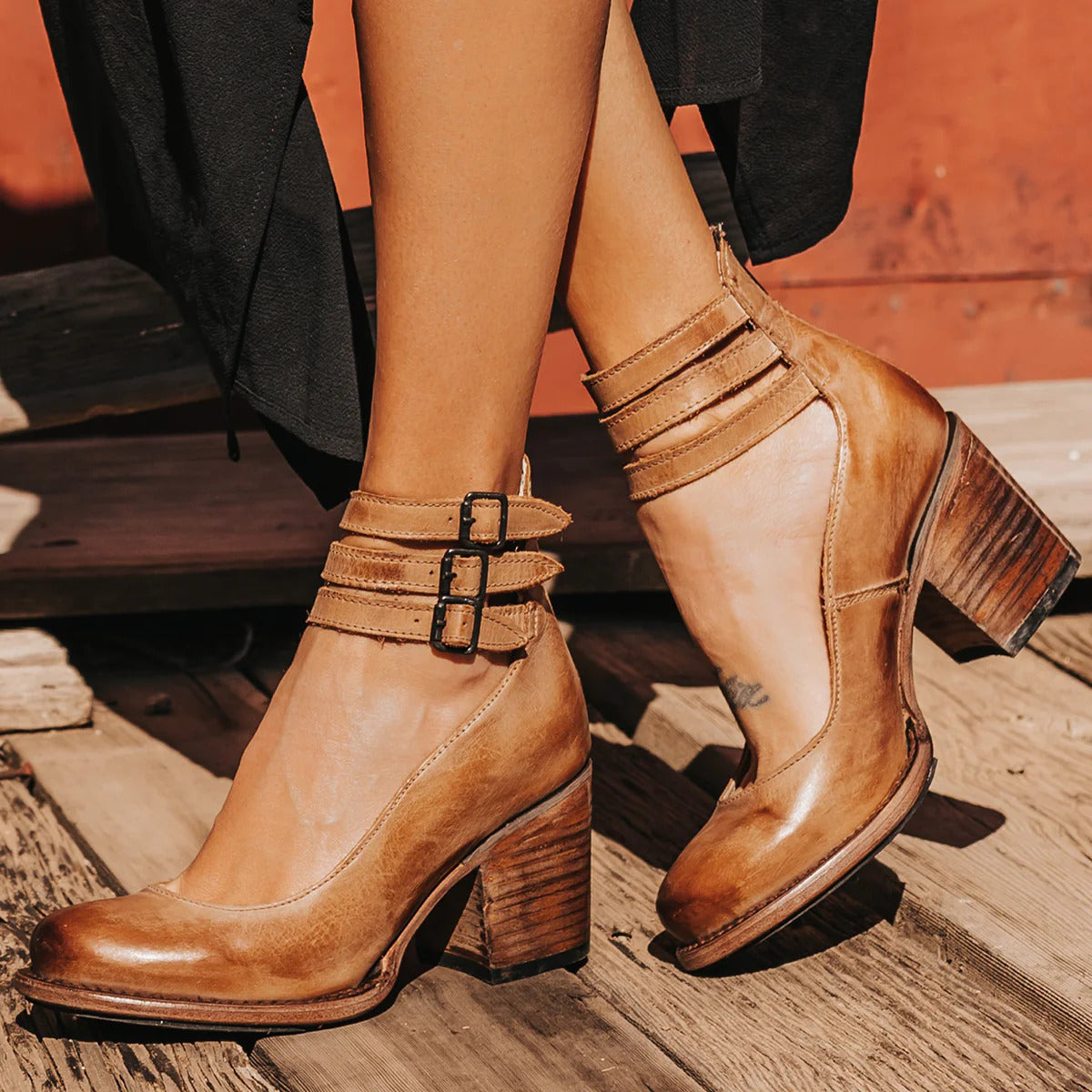 Damen Komfort-Heels aus veganem Leder in Schwarz Jully