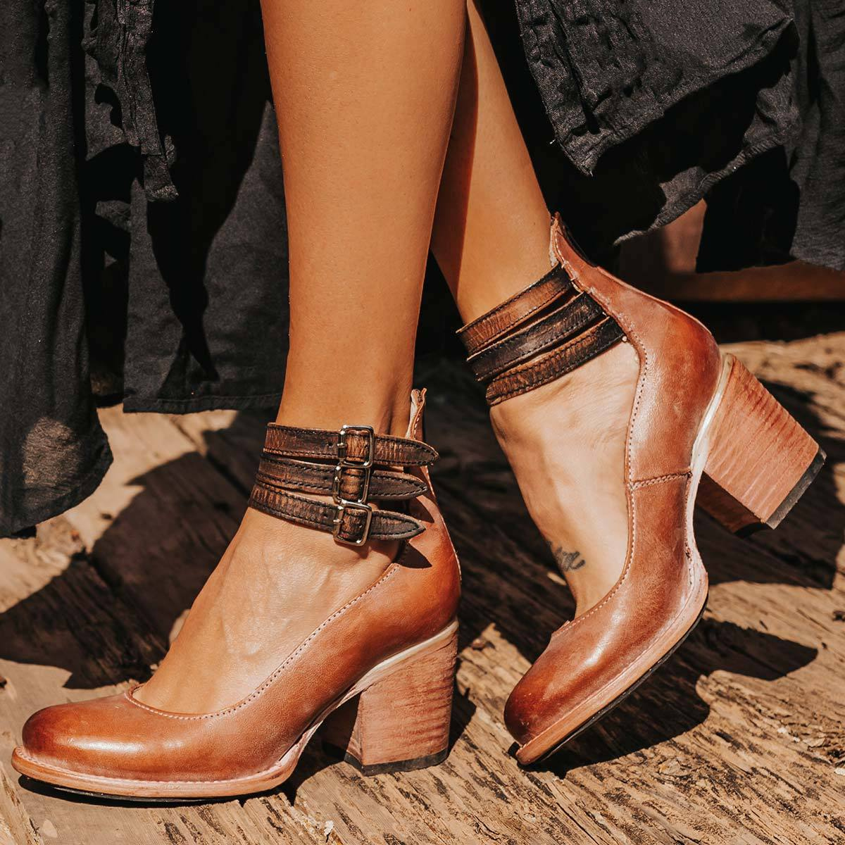Damen Komfort-Heels aus veganem Leder in Schwarz Jully