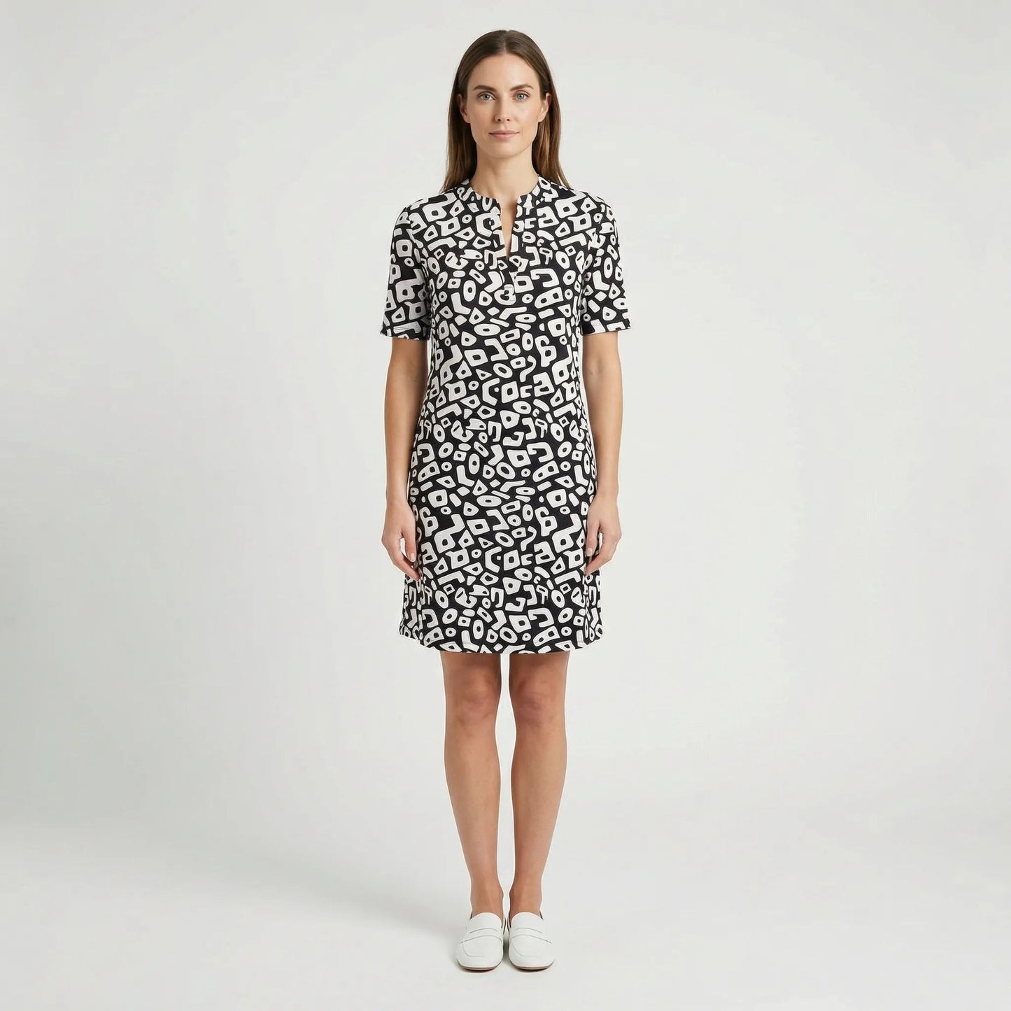 Damen Kurzarm-Kleid mit grafischem Muster Jully