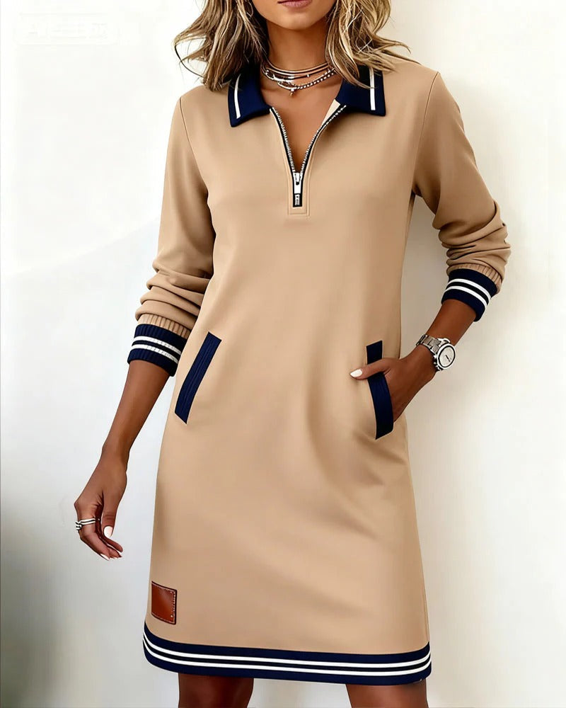 Damen Langarmkleid mit Reverskragen Jully