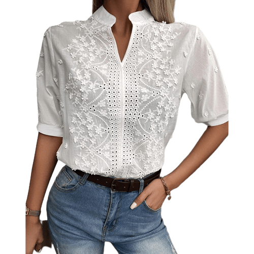 Damen Langarmshirt aus Chiffon mit Vintage-Design Jully