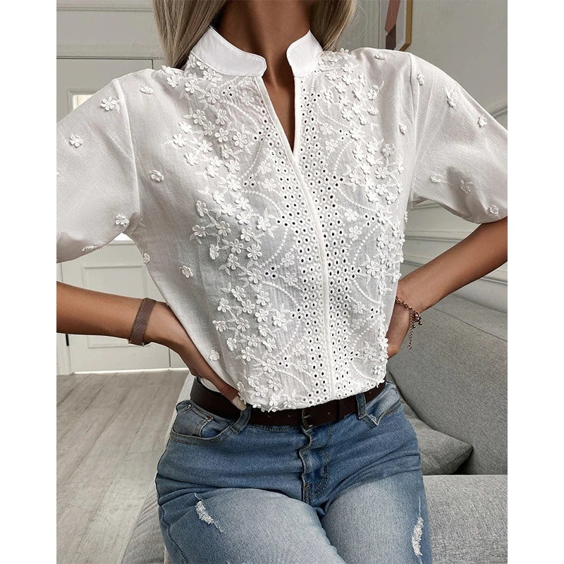 Damen Langarmshirt aus Chiffon mit Vintage-Design Jully