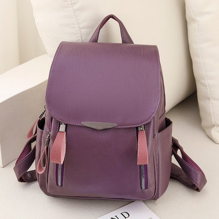 Damen Lederrucksack mit Diebstahlschutz in Schwarz Jully