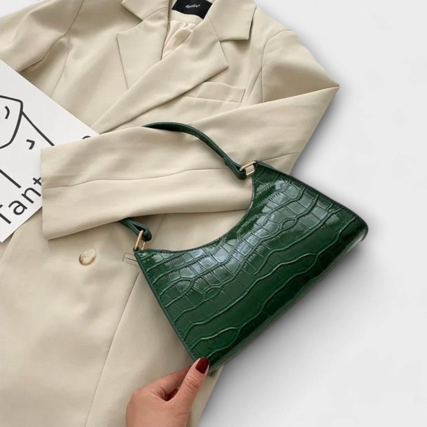 Damen Ledertasche mit glänzendem Finish Jully