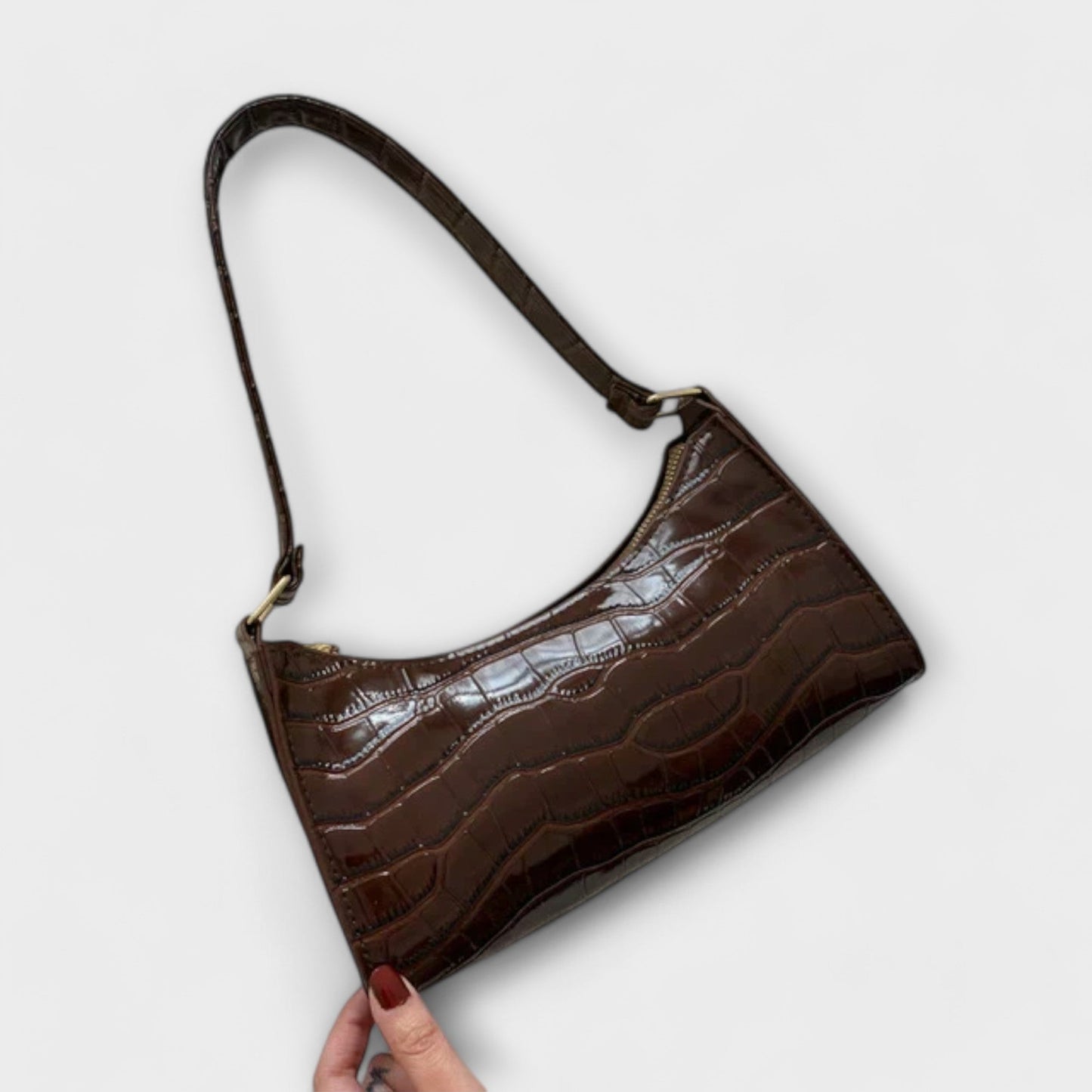 Damen Ledertasche mit glänzendem Finish Jully