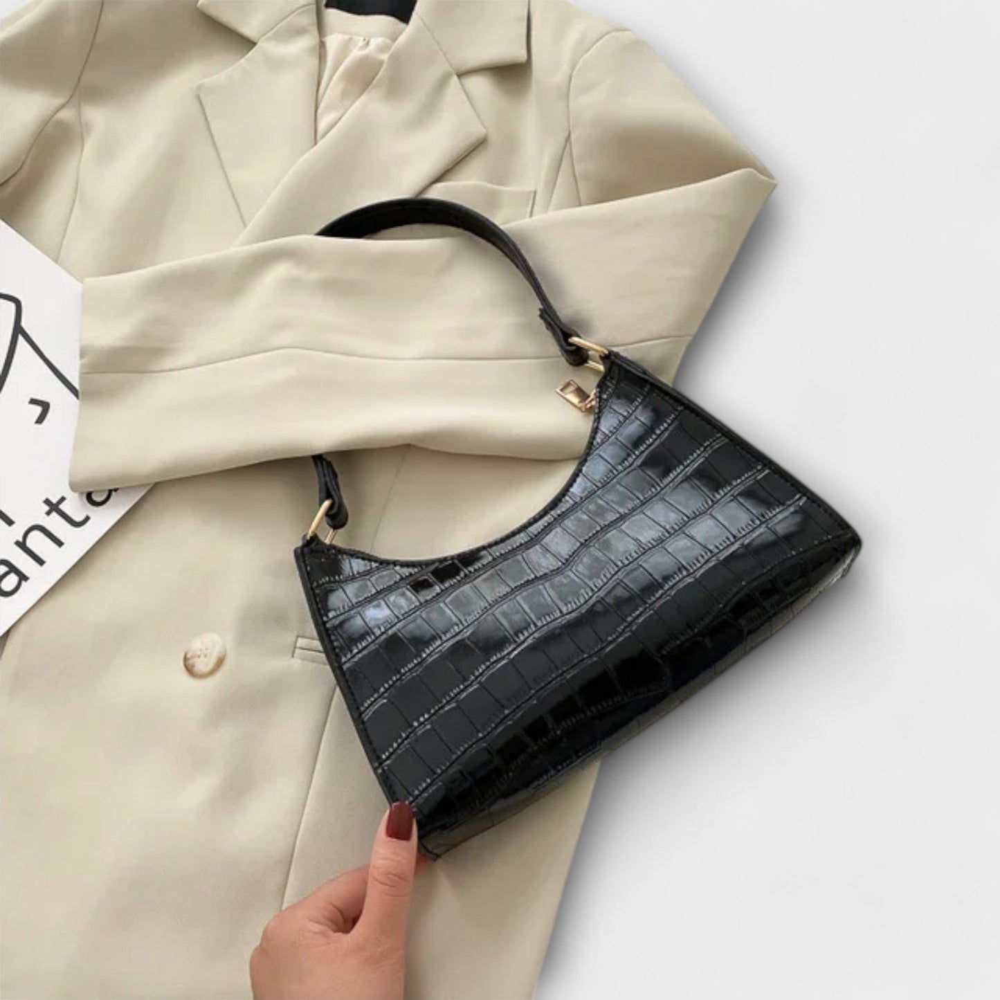 Damen Ledertasche mit glänzendem Finish Jully