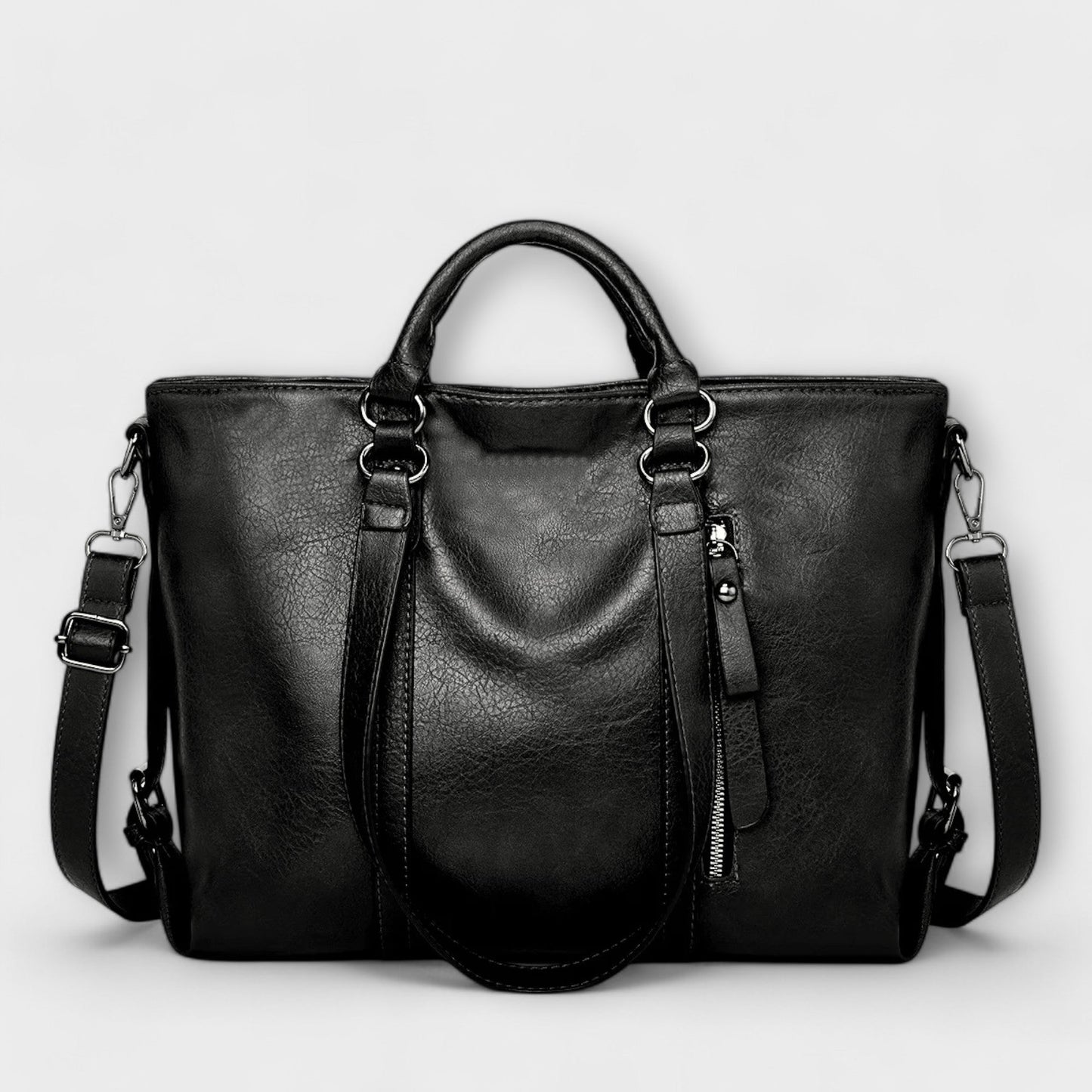 Damen Ledertasche schwarz mit geräumigem Innenraum Jully
