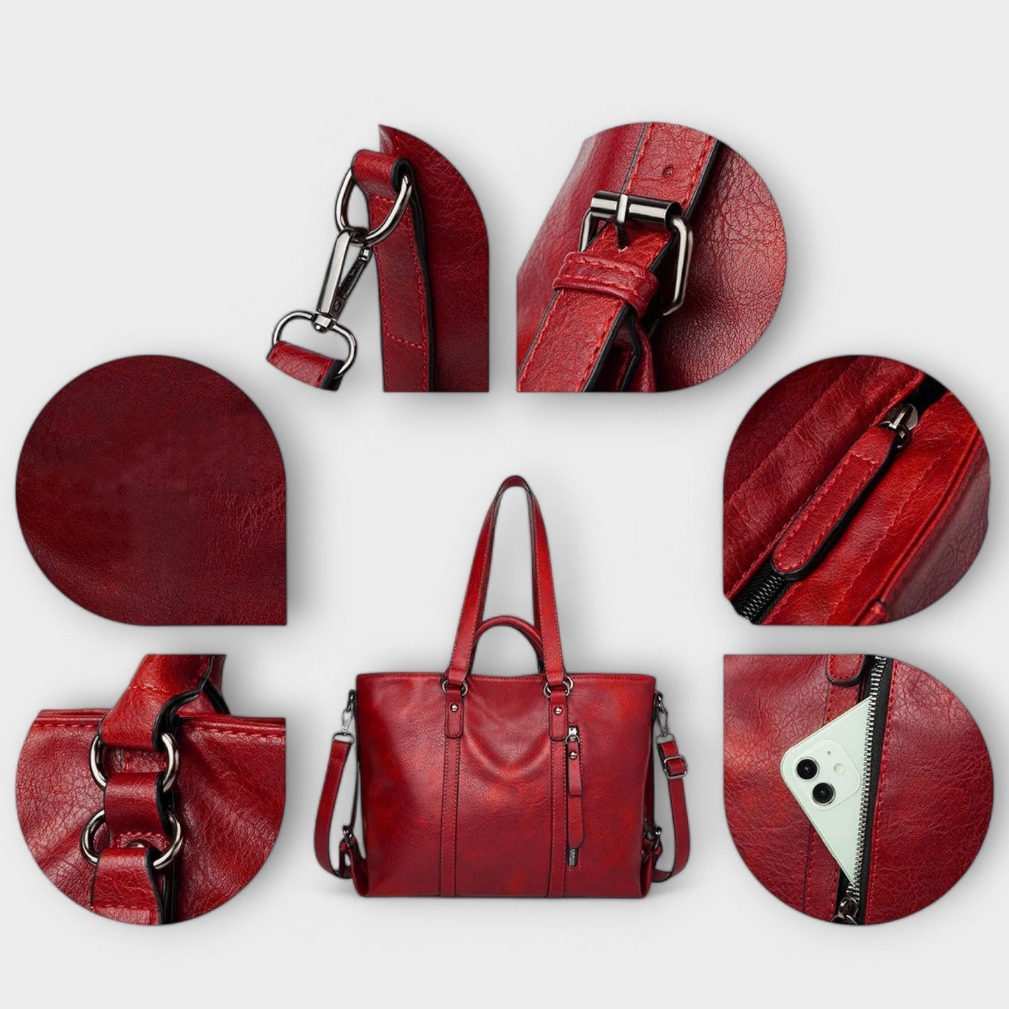 Damen Ledertasche schwarz mit geräumigem Innenraum Jully