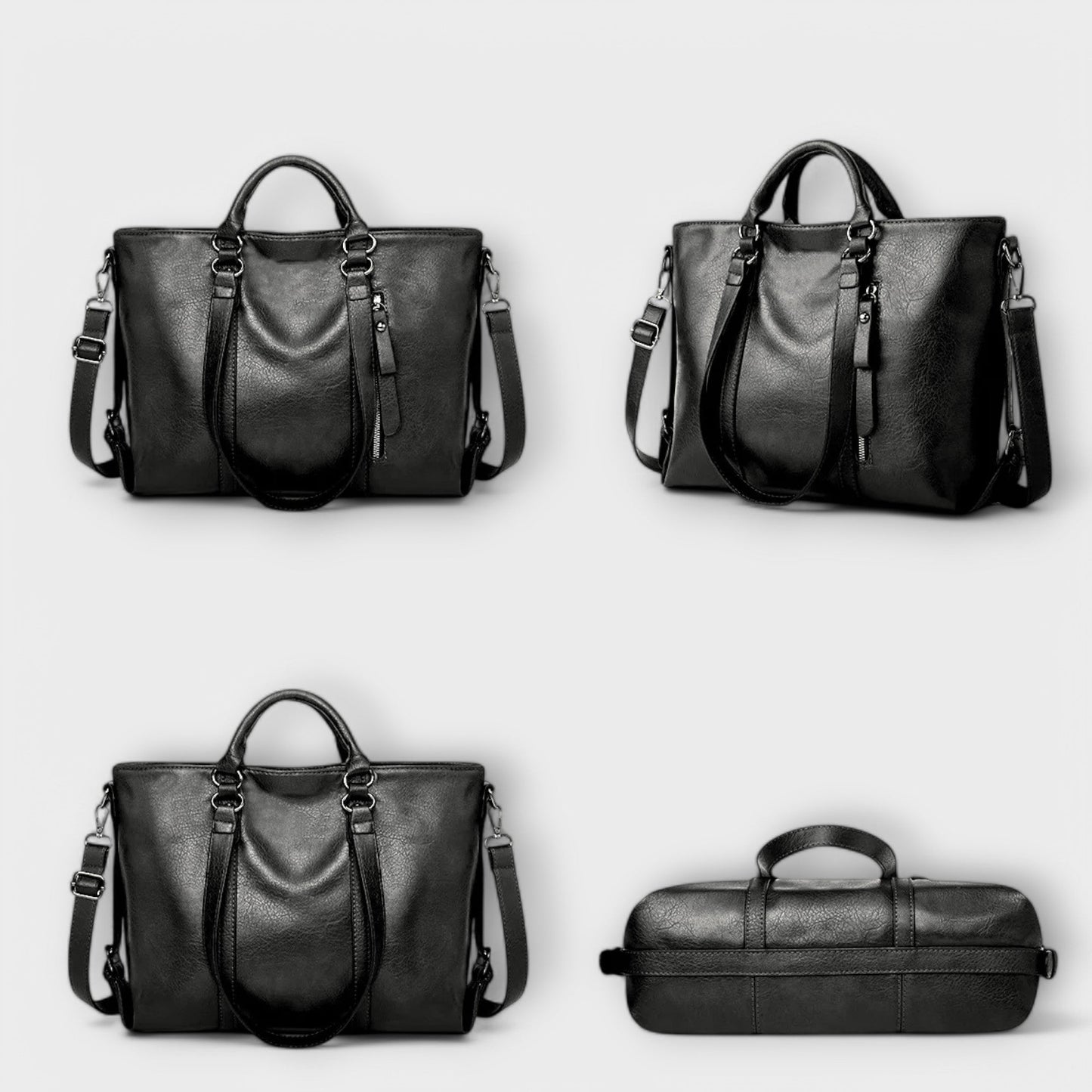 Damen Ledertasche schwarz mit geräumigem Innenraum Jully