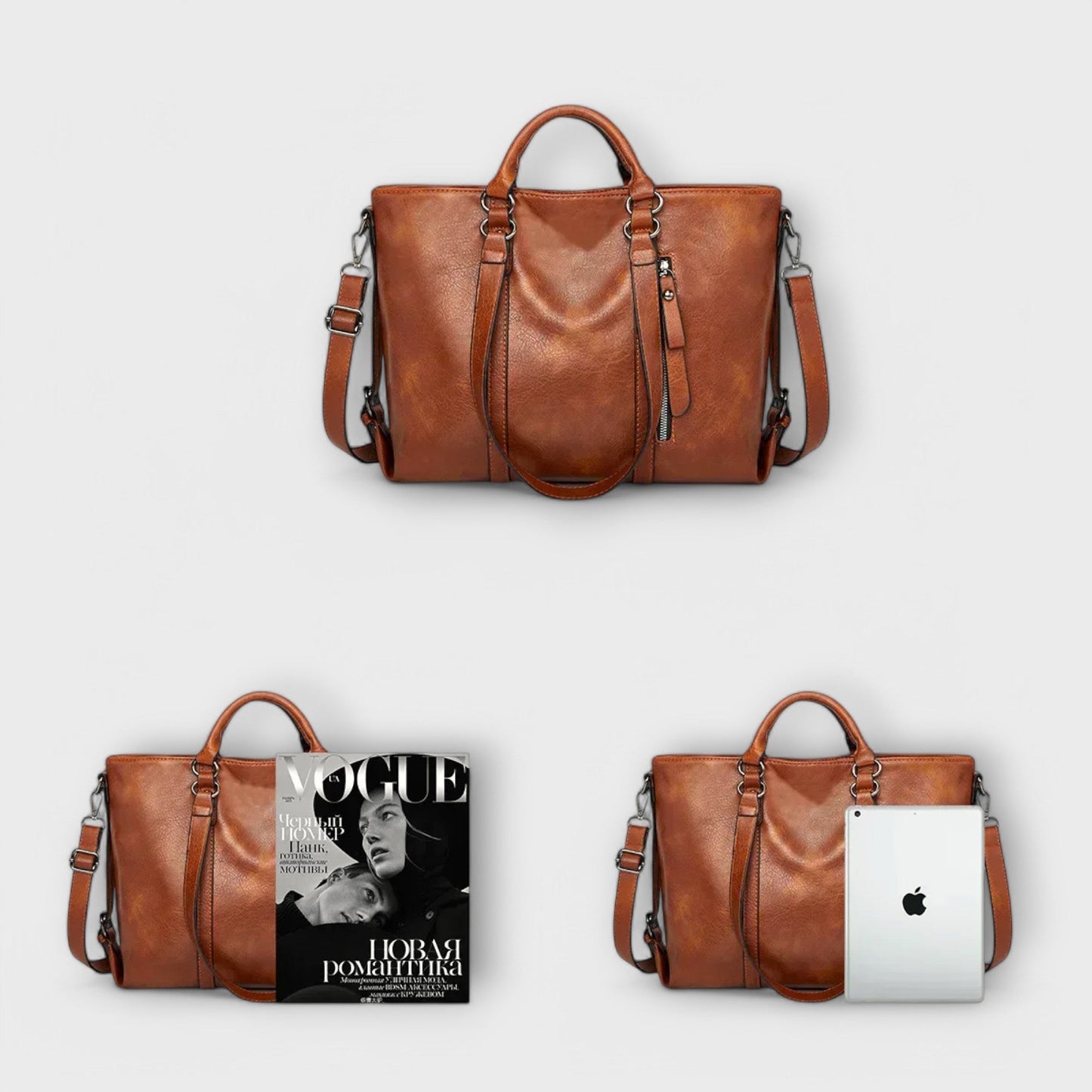 Damen Ledertasche schwarz mit geräumigem Innenraum Jully