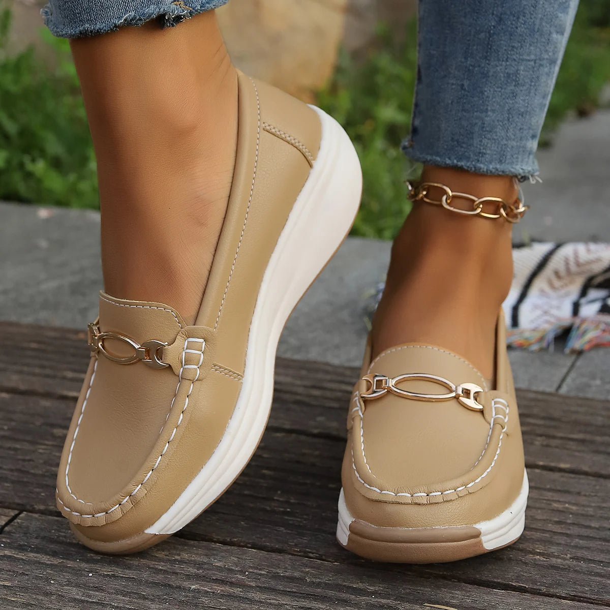 Damen Loafer Schwarz aus Kunstleder mit bequemer Polsterung Jully