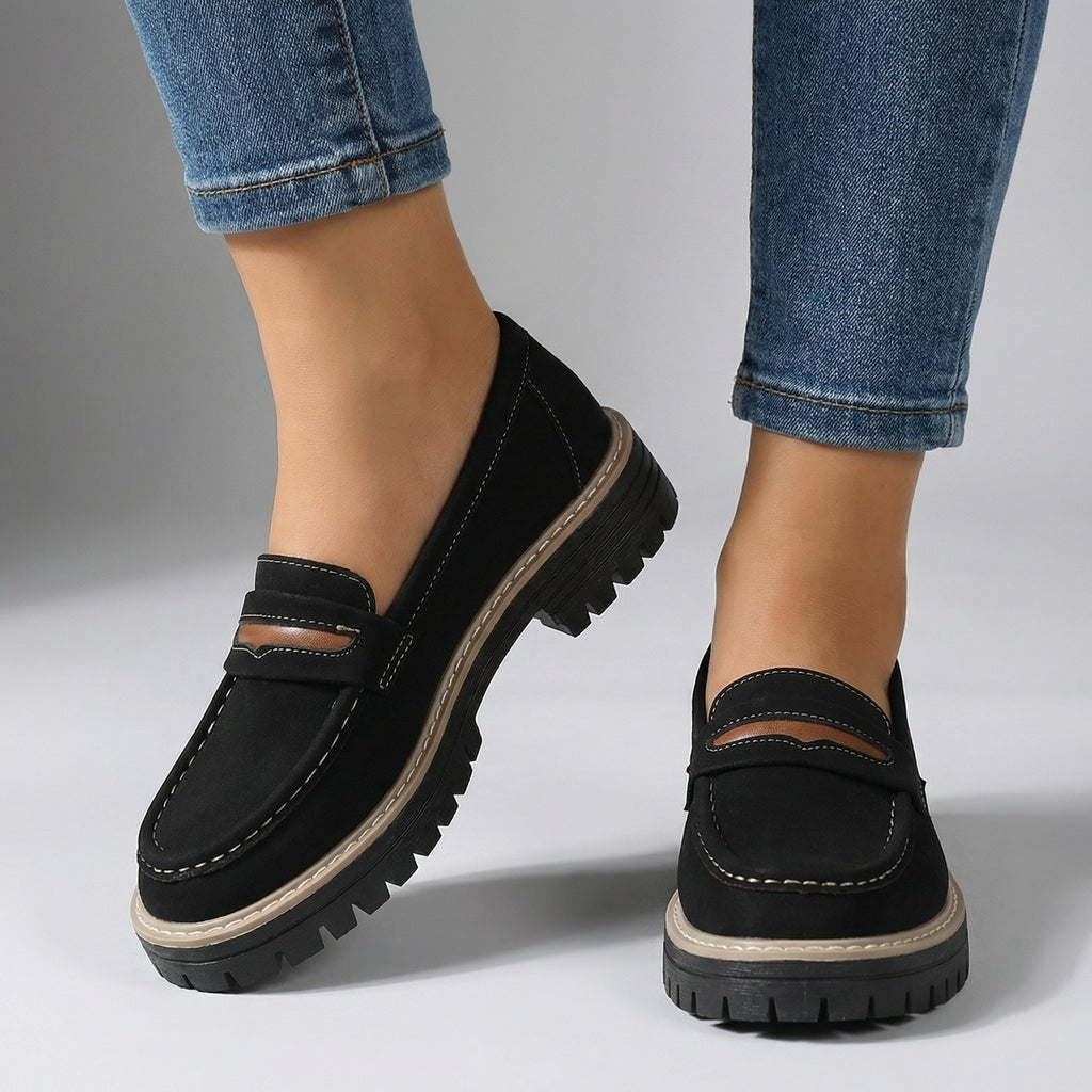 Damen Loafer Schwarz mit Gepolstertem Fußbett Jully