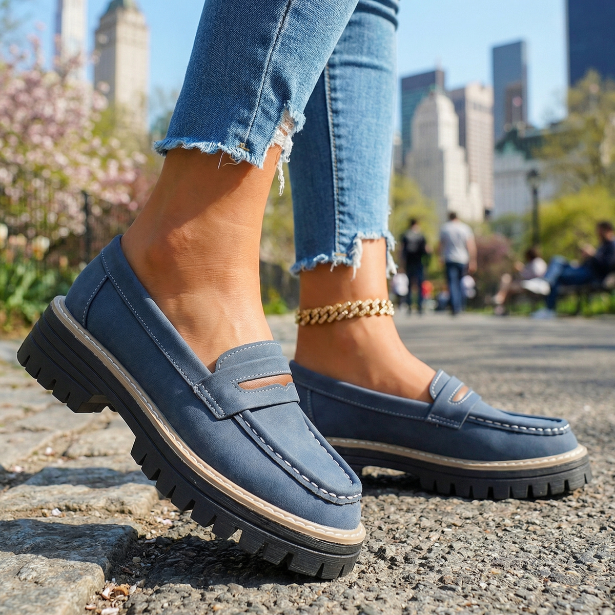 Damen Loafer Schwarz mit Gepolstertem Fußbett Jully